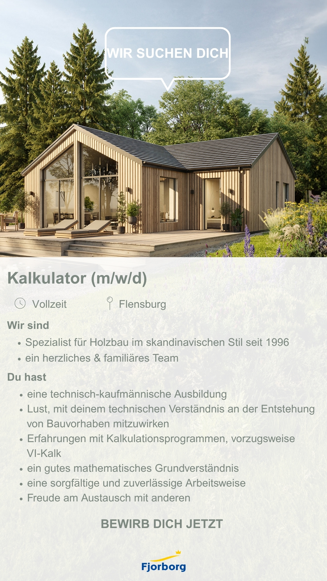 Fjorborg Häuser - Stellenanzeige - Kalkulator (m/w/d)